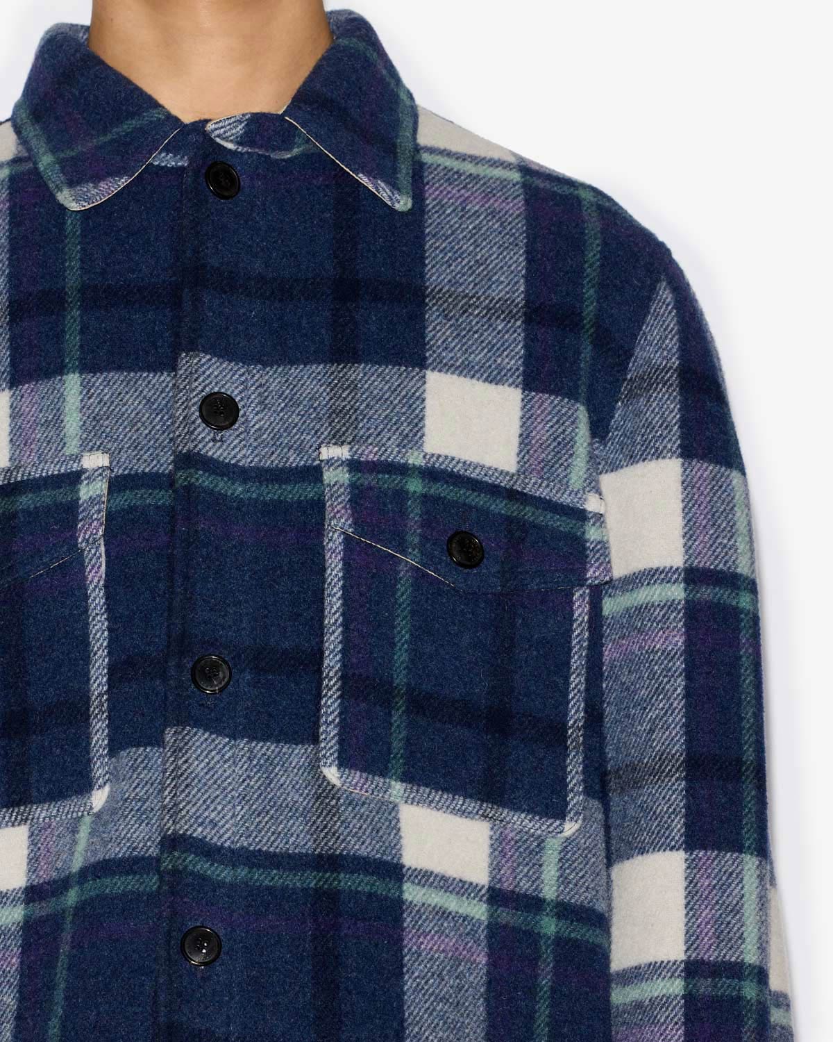 Kervon checkered wool blend jacket - Faded night - Man - 2