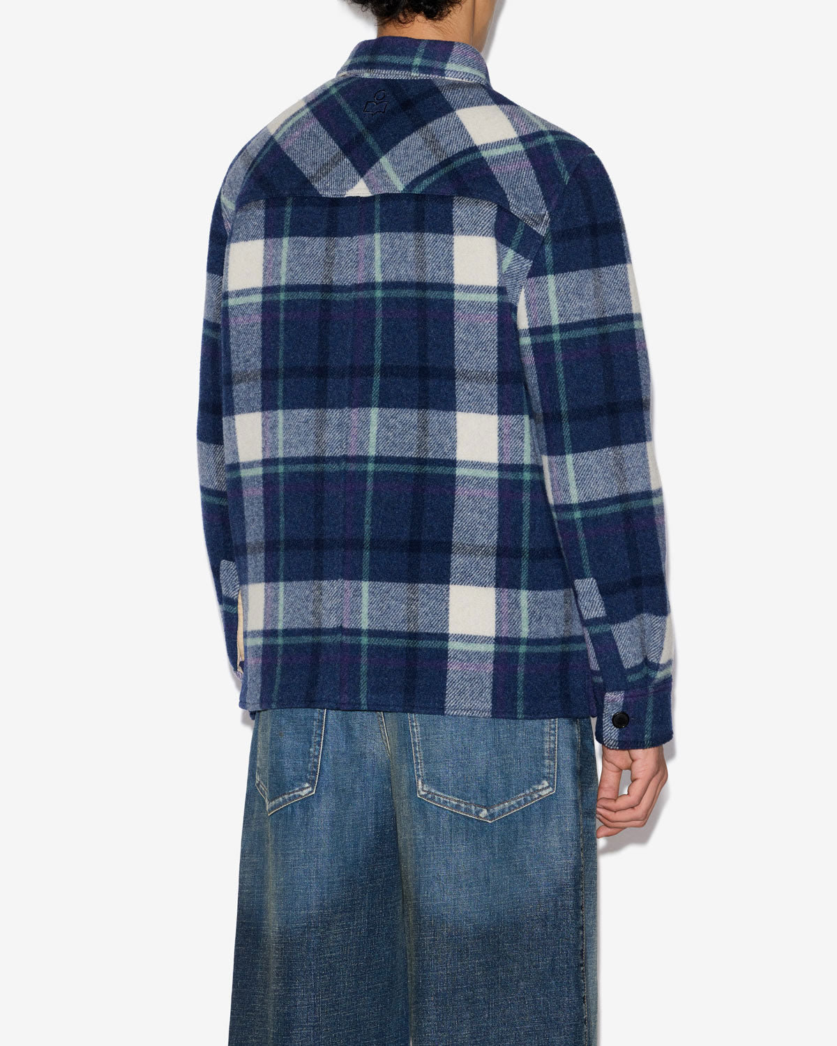 Kervon checkered wool blend jacket - Faded night - Man - 4