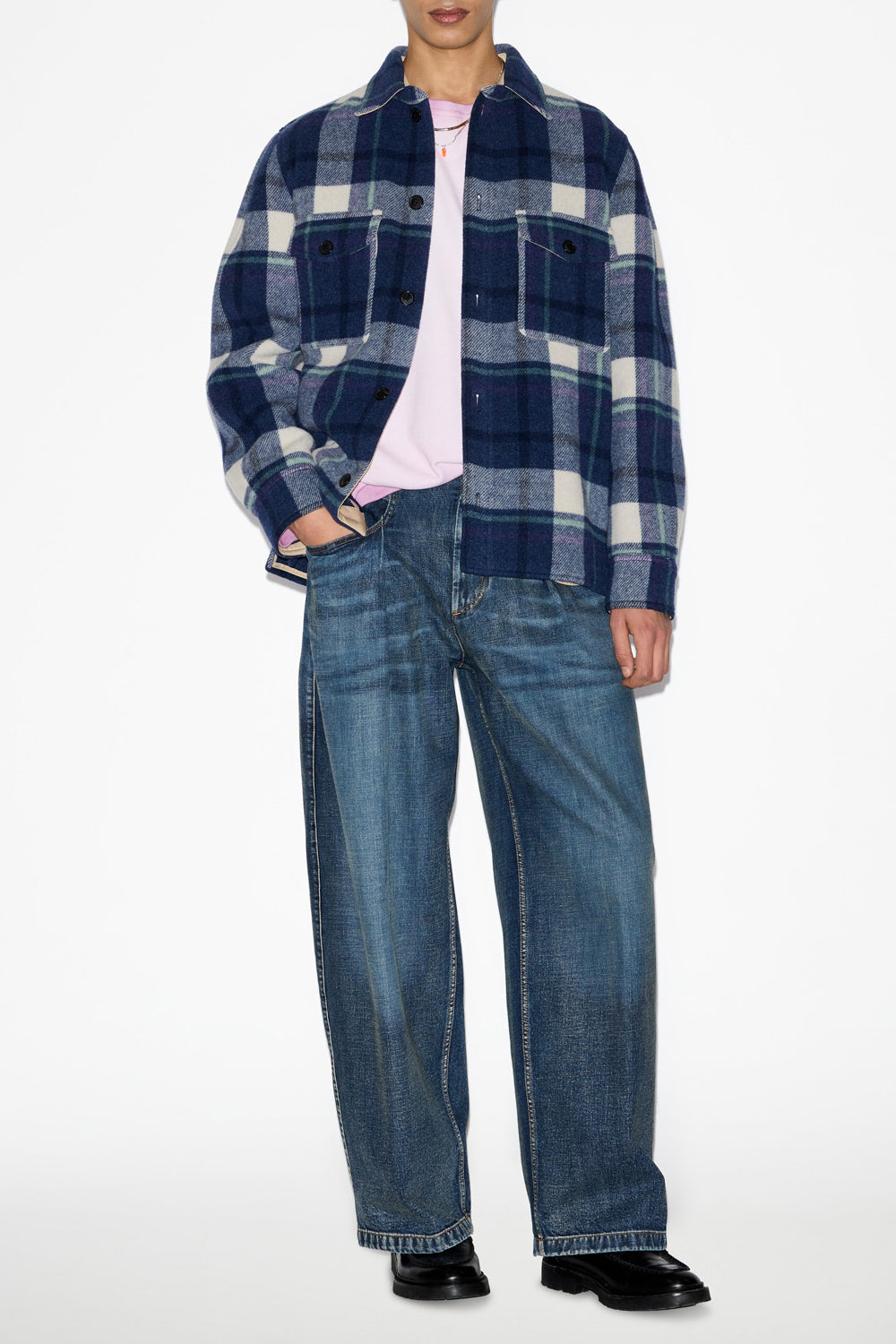 Chaqueta de mezcla de lana a cuadros kervon - Faded night - Man - 2