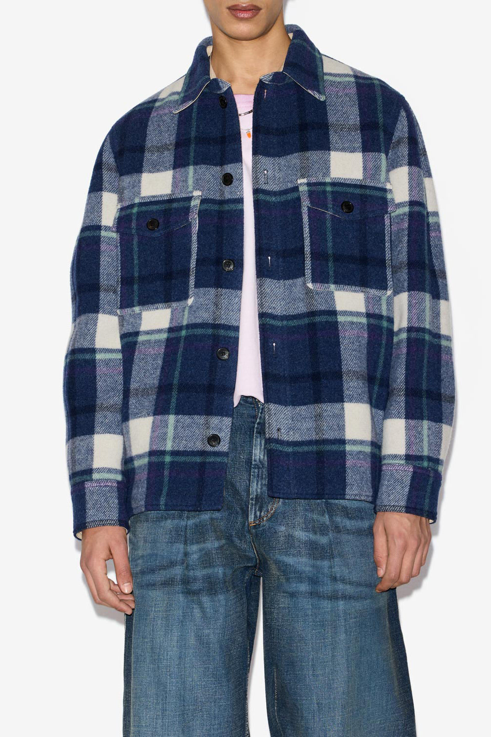 Chaqueta de mezcla de lana a cuadros kervon - Faded night - Man - 4