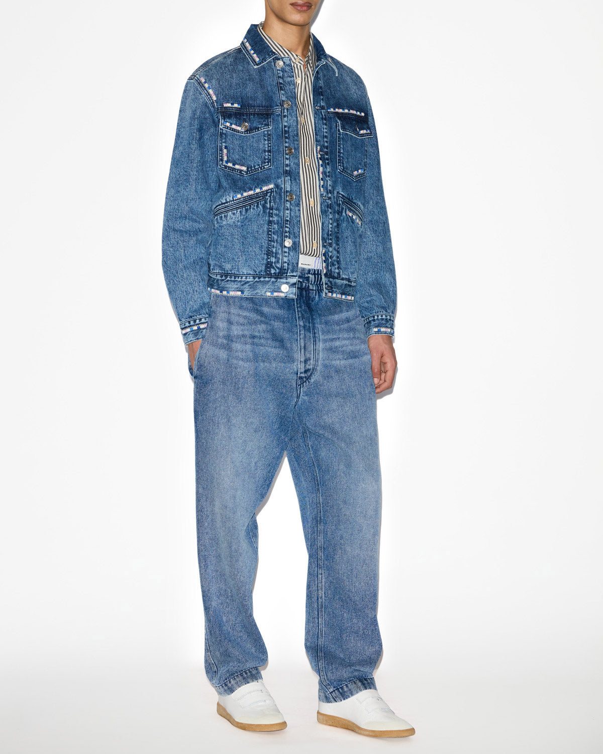 Veste en denim à broderies jango - Bleu - Man - 1