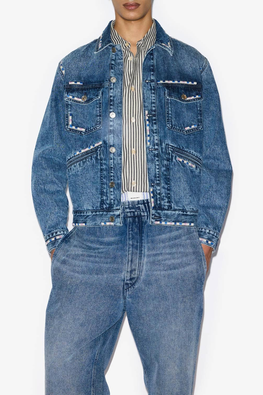 Veste en denim à broderies jango - Bleu - Man - 4