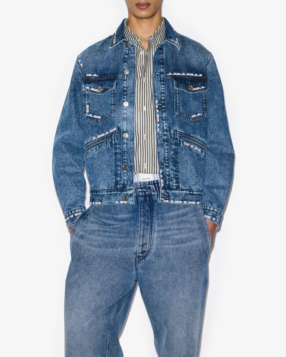 Veste en denim à broderies jango - Bleu - Man - 3