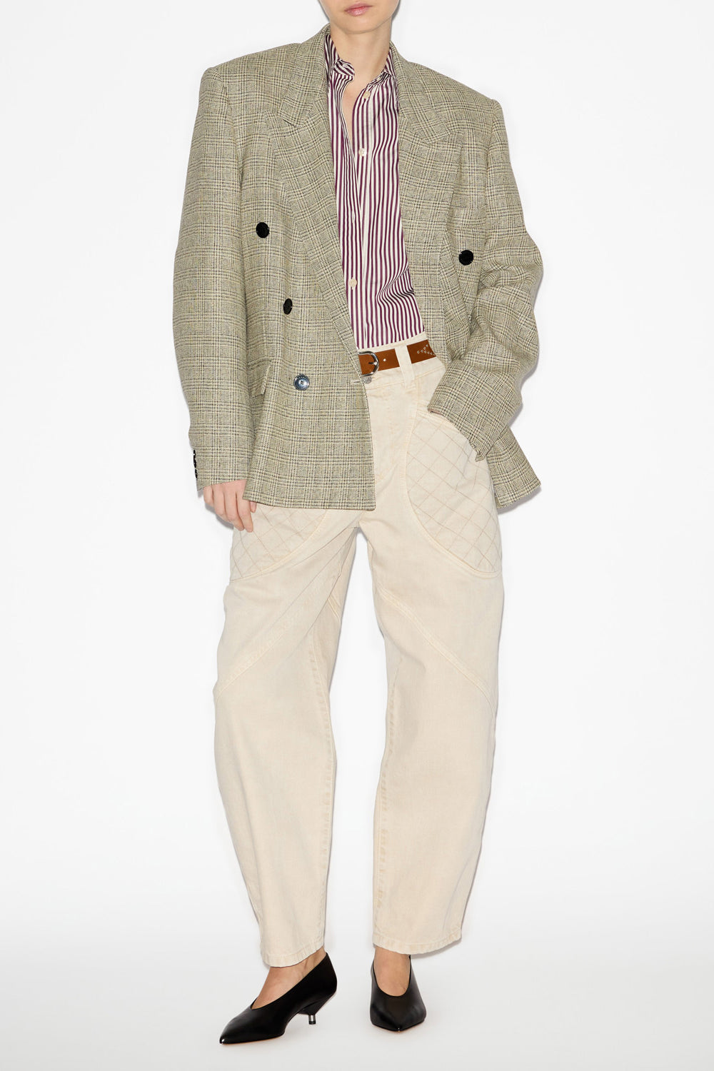 Klero glen plaid wool suit jacket - Ecru and black - Woman - 2