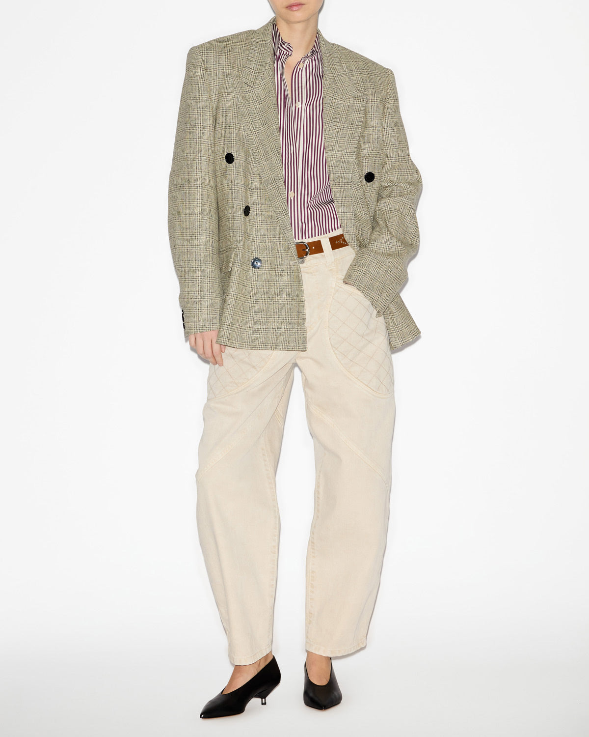 Klero プリンス オブ ウェールズ ウール スーツ ジャケット - Ecru and black - Woman - 1