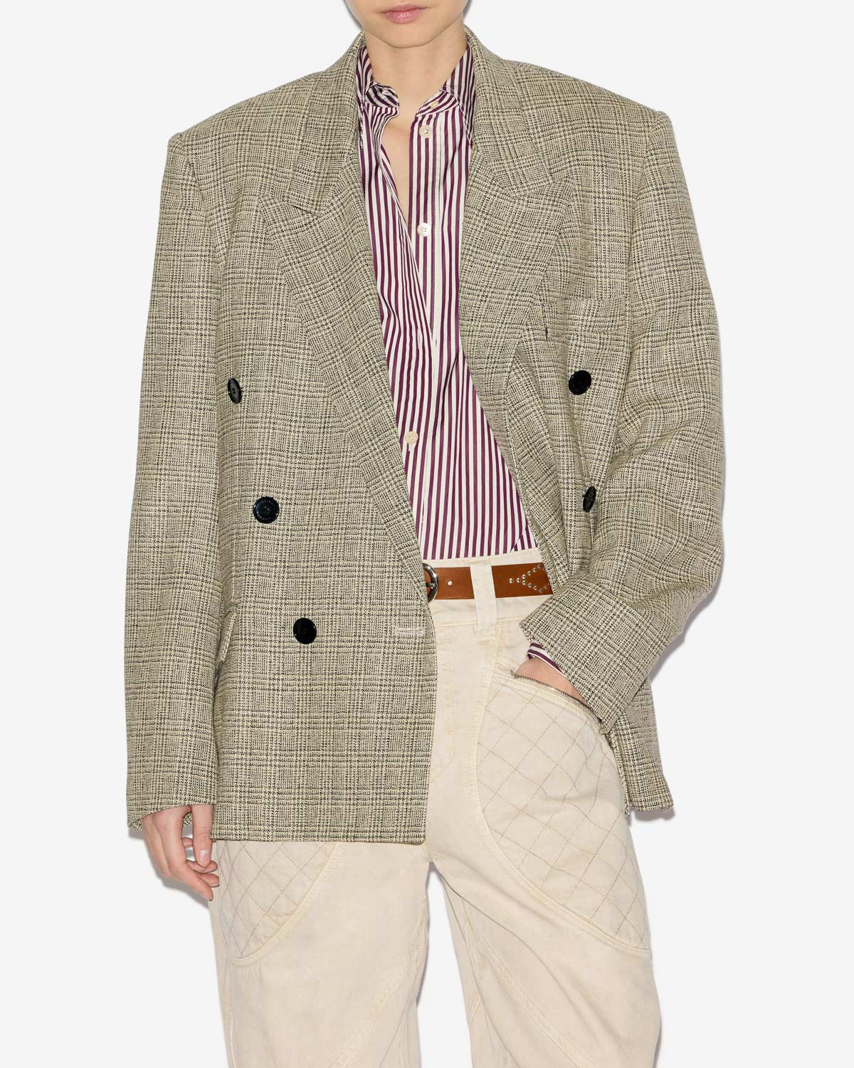 Klero プリンス オブ ウェールズ ウール スーツ ジャケット - Ecru and black - Woman - 3