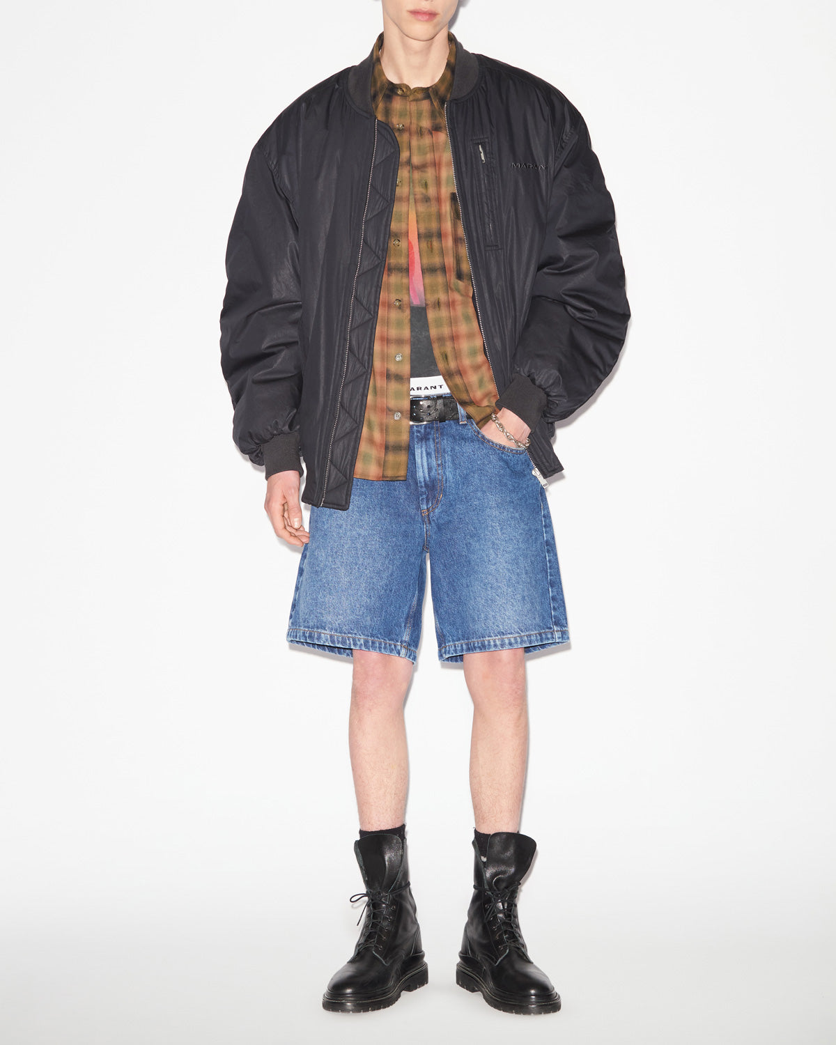 Bakya plain-colored cotton blend bomber jacket - Black - Man - 1