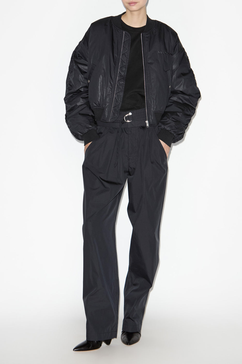 Bessime plain-colored cotton blend bomber jacket - Black - Woman - 2