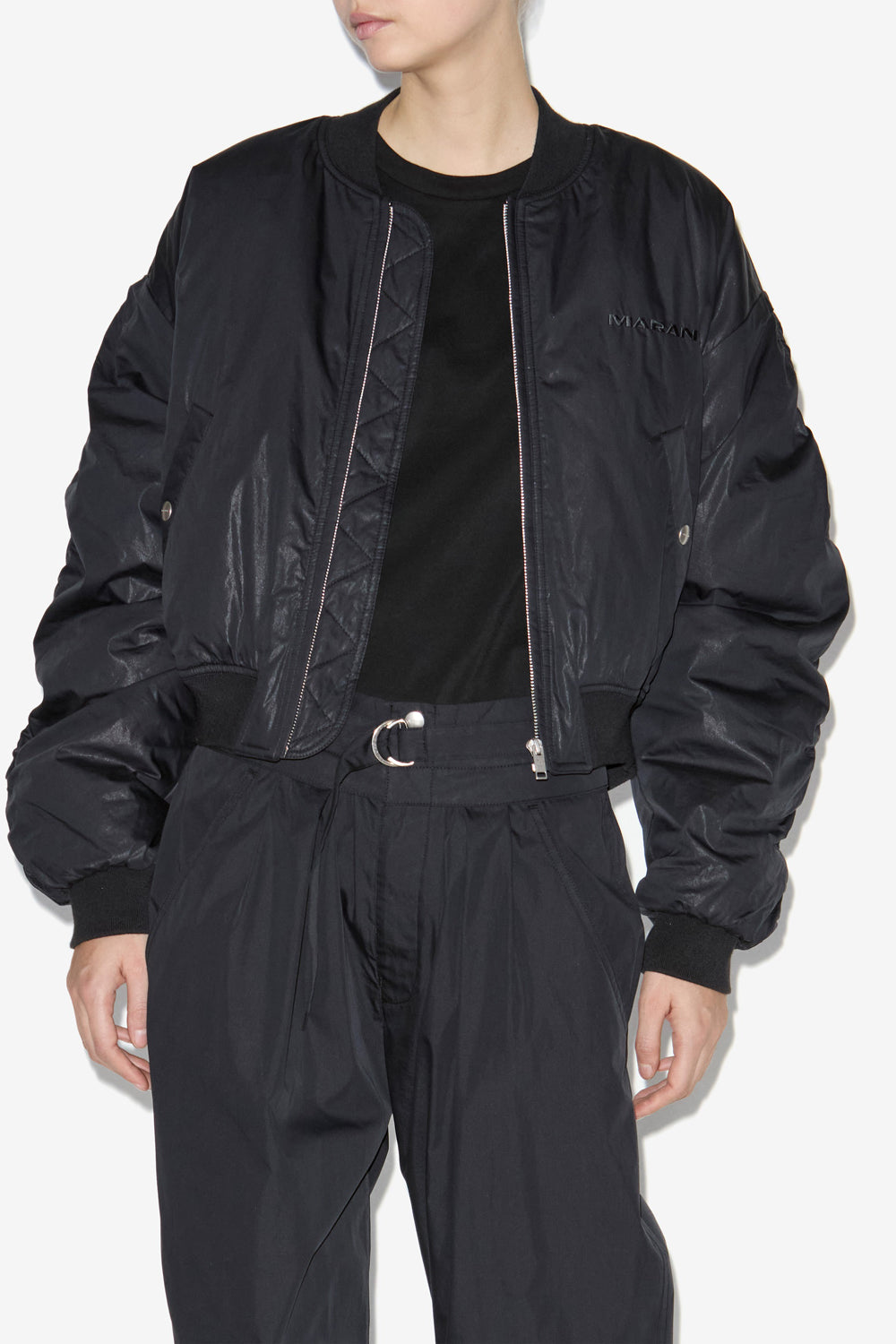 Bessime plain-colored cotton blend bomber jacket - Black - Woman - 4