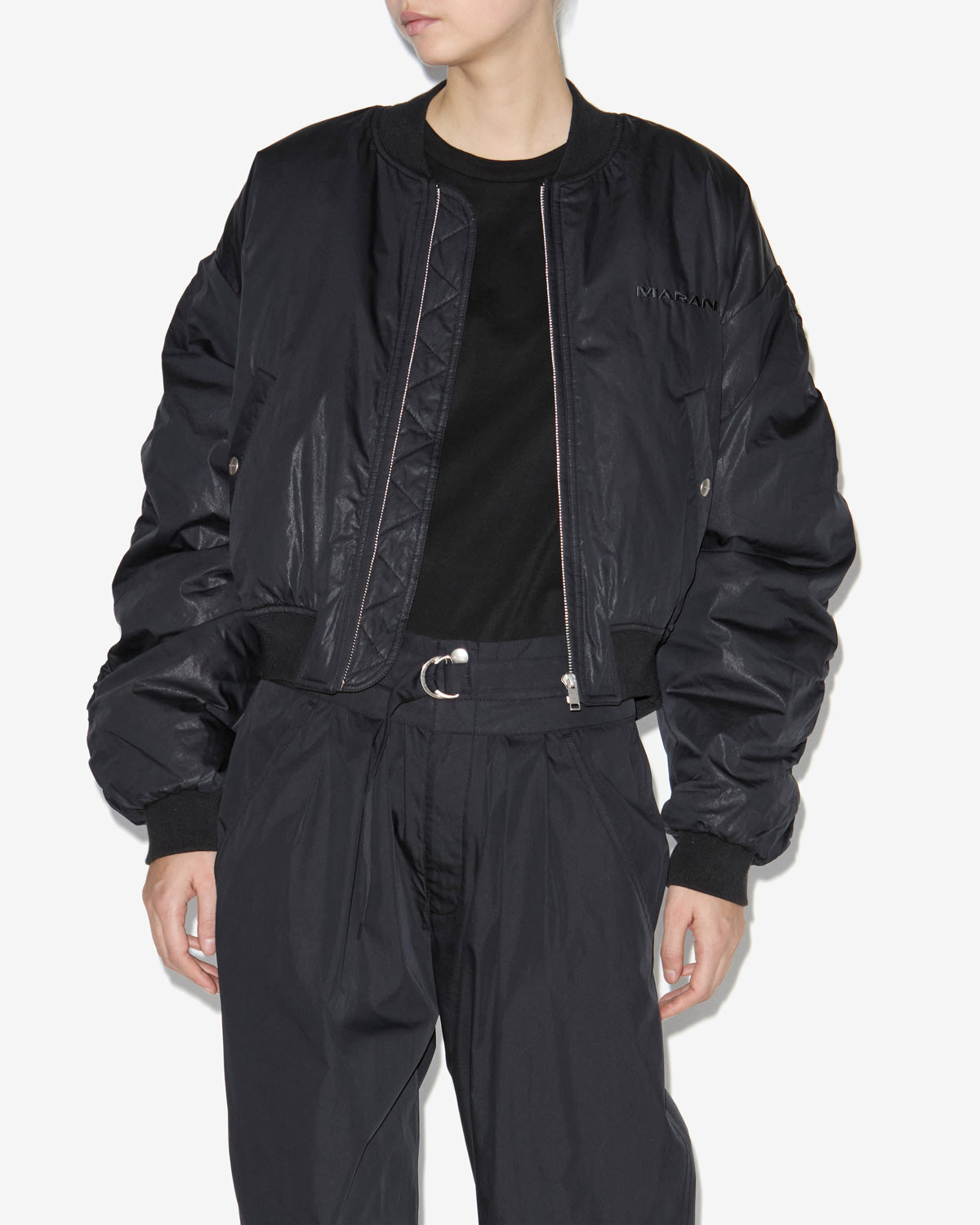 Giacca bessime bomber in misto cotone tinta unita - Nero lavato - Woman - 3