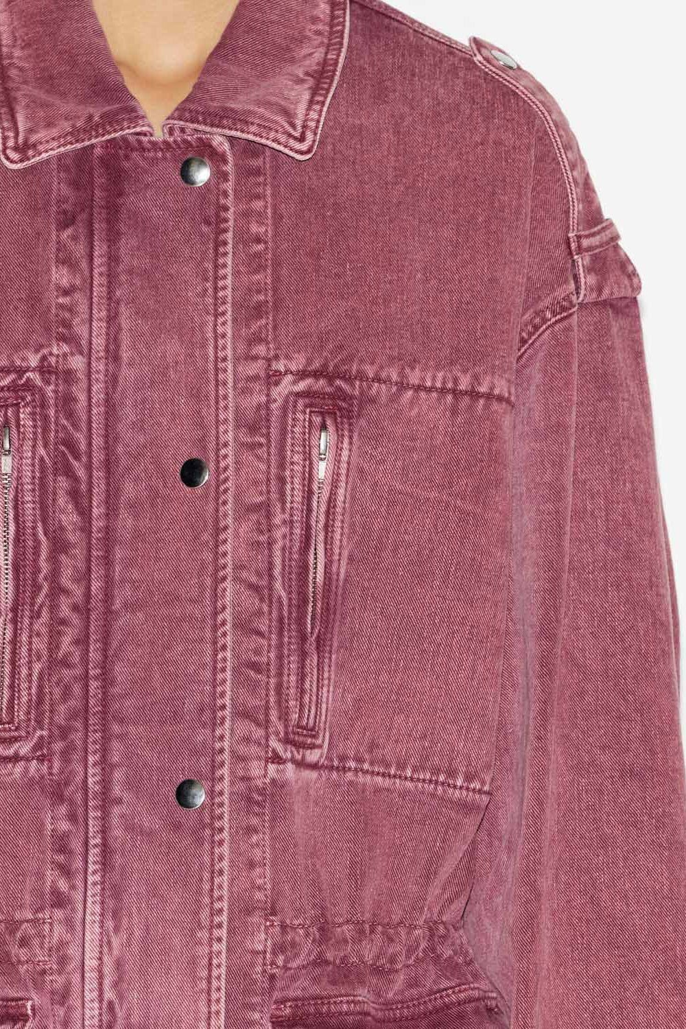 Veste workwear en denim uni joanna - Framboise - Woman - 3