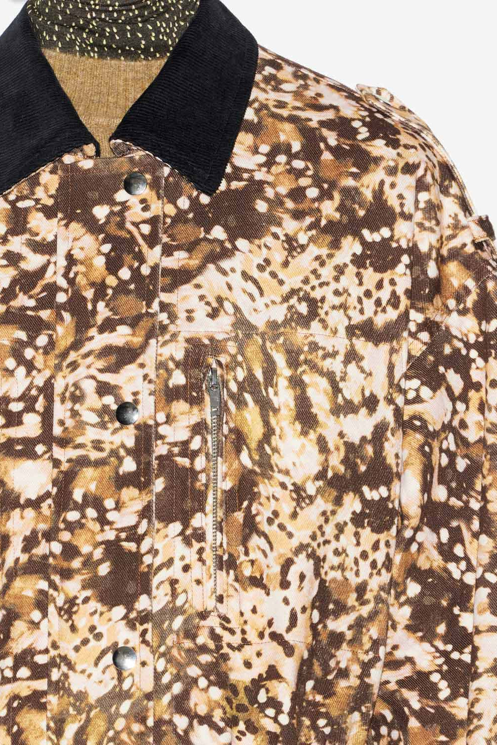 Joanna workwear style jacket in printed denim - Khaki - Woman - 3