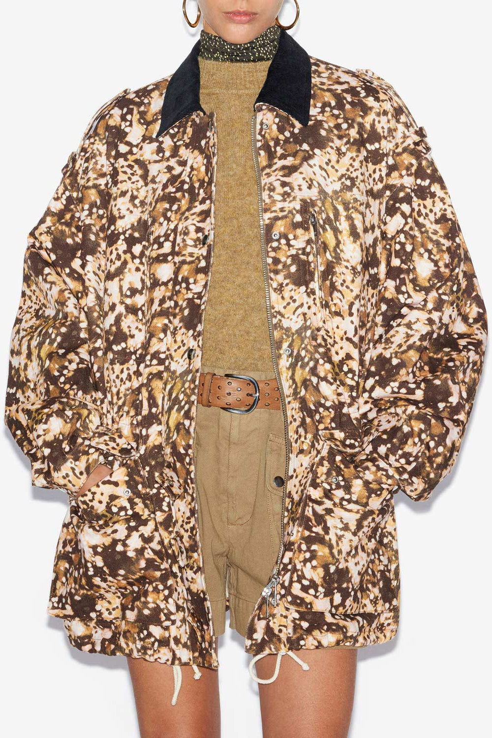 Joanna workwear style jacket in printed denim - Khaki - Woman - 4