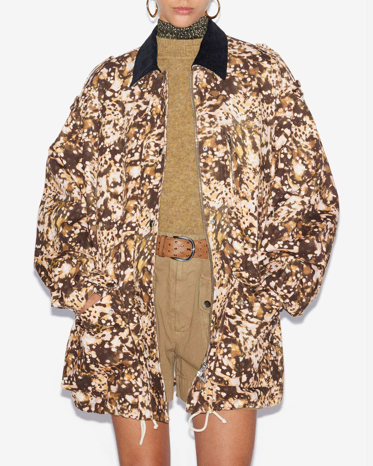 Joanna workwear style jacket in printed denim - Khaki - Woman - 3