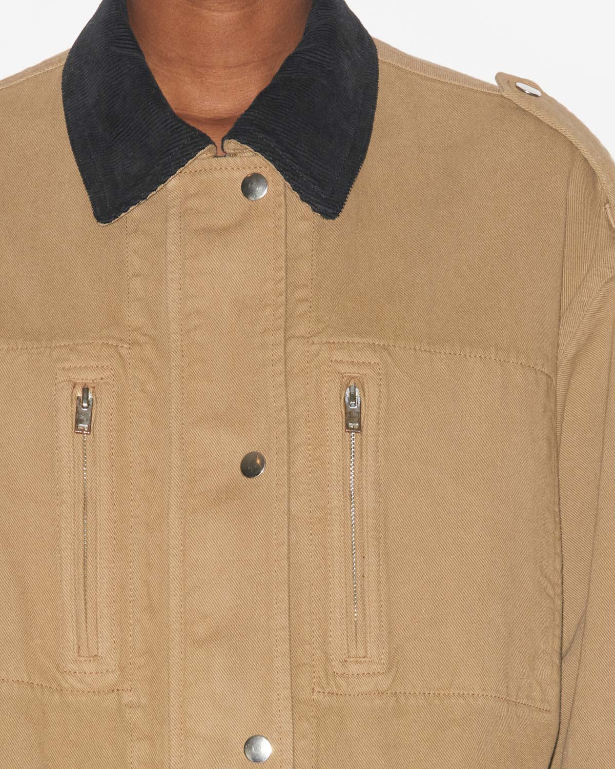 Giacca joanna in denim tinta unita stile workwear - Cachi - Woman - 2