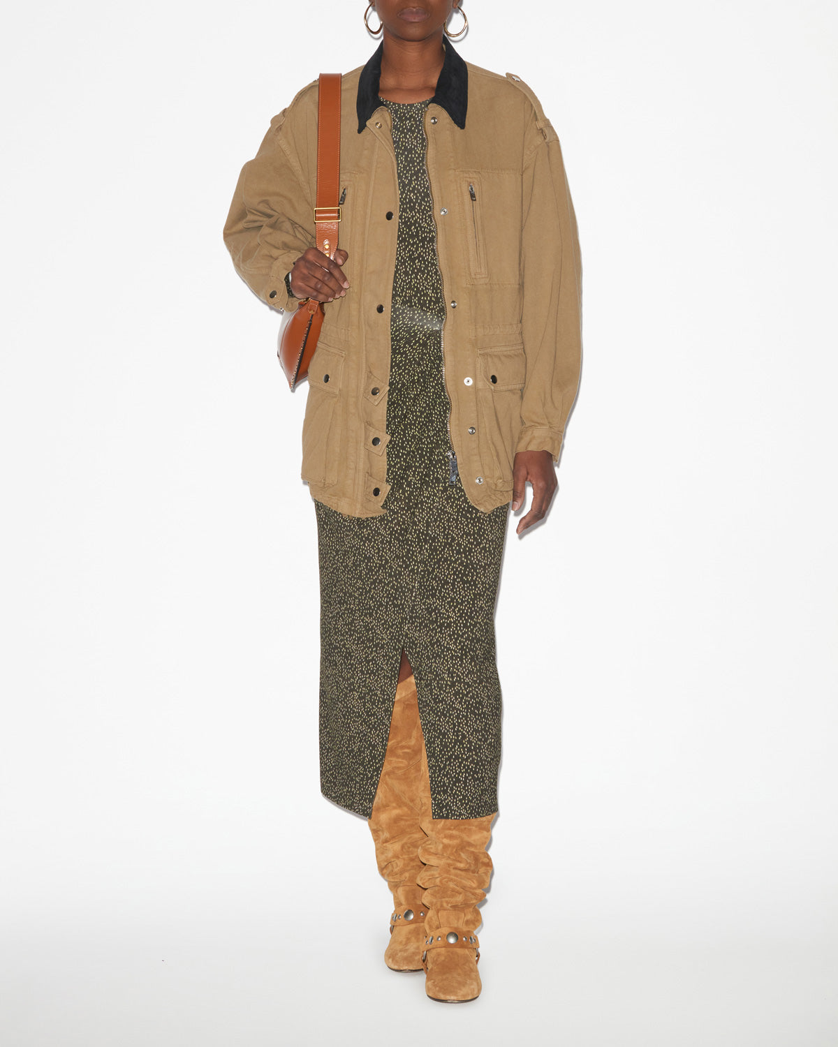 Giacca joanna in denim tinta unita stile workwear - Cachi - Woman - 1