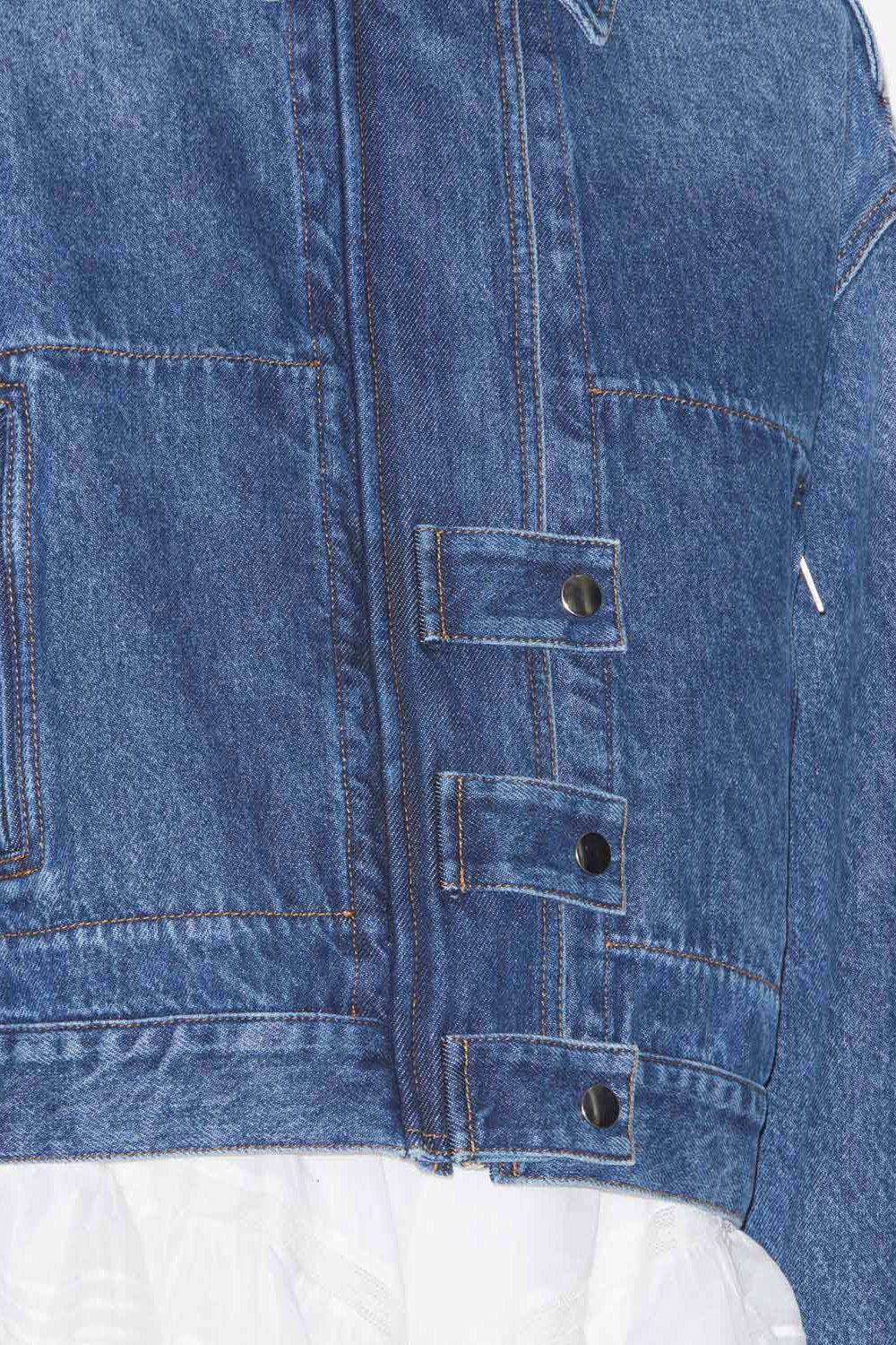 Julie short workwear style jacket in plain-colored denim - Blue - Woman - 3