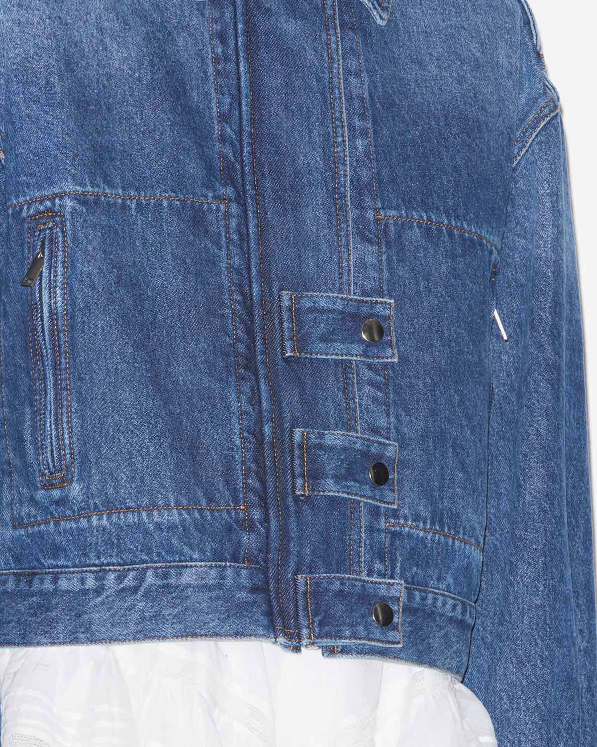 Julie short workwear style jacket in plain-colored denim - Blue - Woman - 2