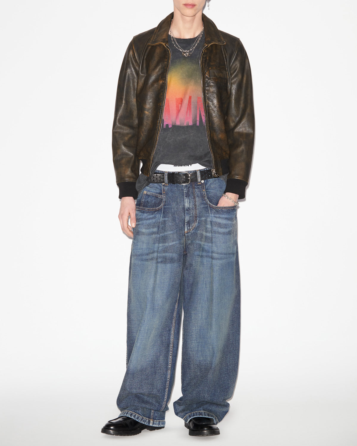 Giacca braian in pelle bovina - Marrone scuro - Man - 1