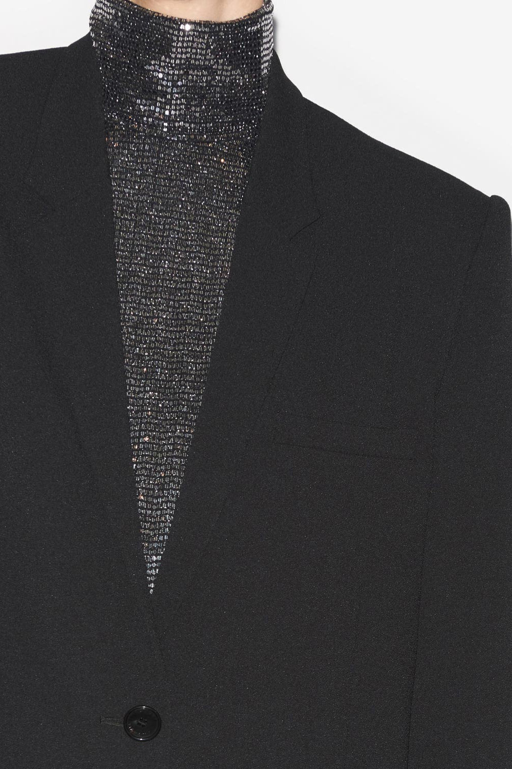 Oceany suit jacket in plain-colored crêpe - Black - Woman - 3