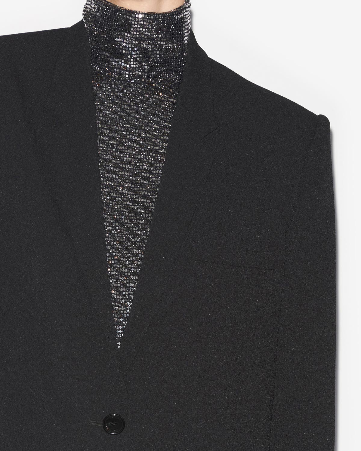 Chaqueta de traje de crepé liso oceany - Negro - Woman - 2