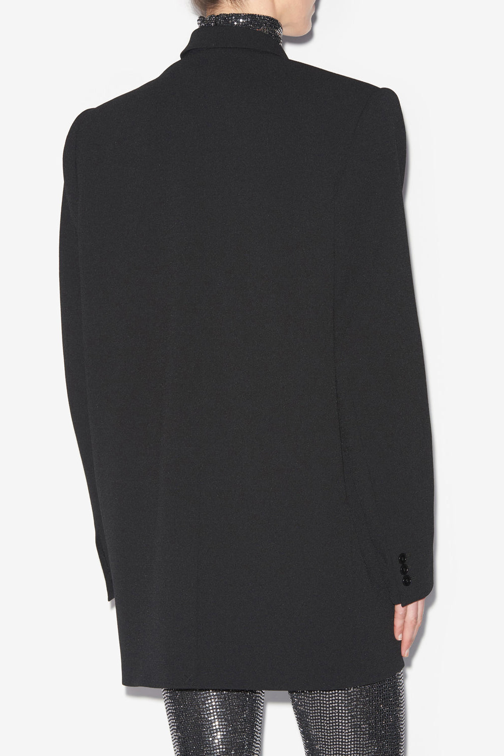 Oceany suit jacket in plain-colored crêpe - Black - Woman - 5