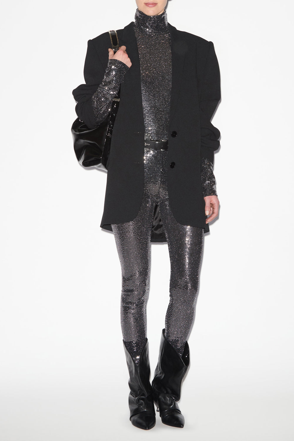 Oceany suit jacket in plain-colored crêpe - Black - Woman - 2