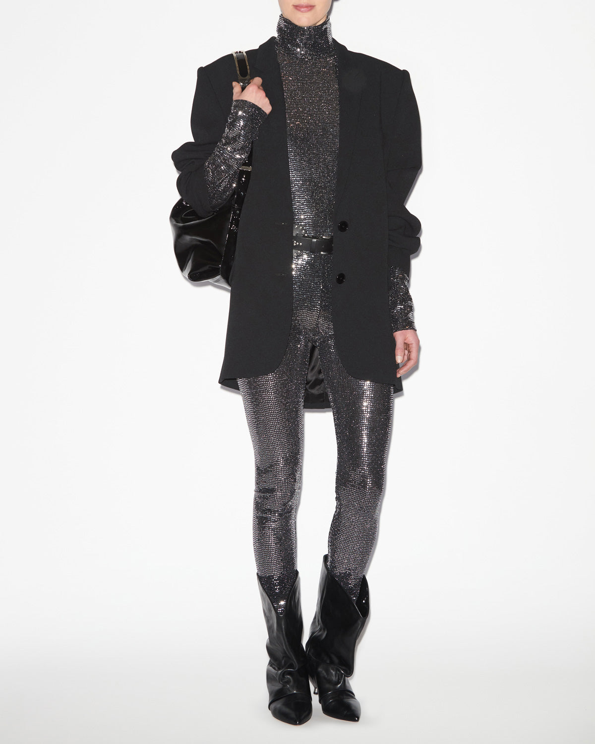 Chaqueta de traje de crepé liso oceany - Negro - Woman - 1