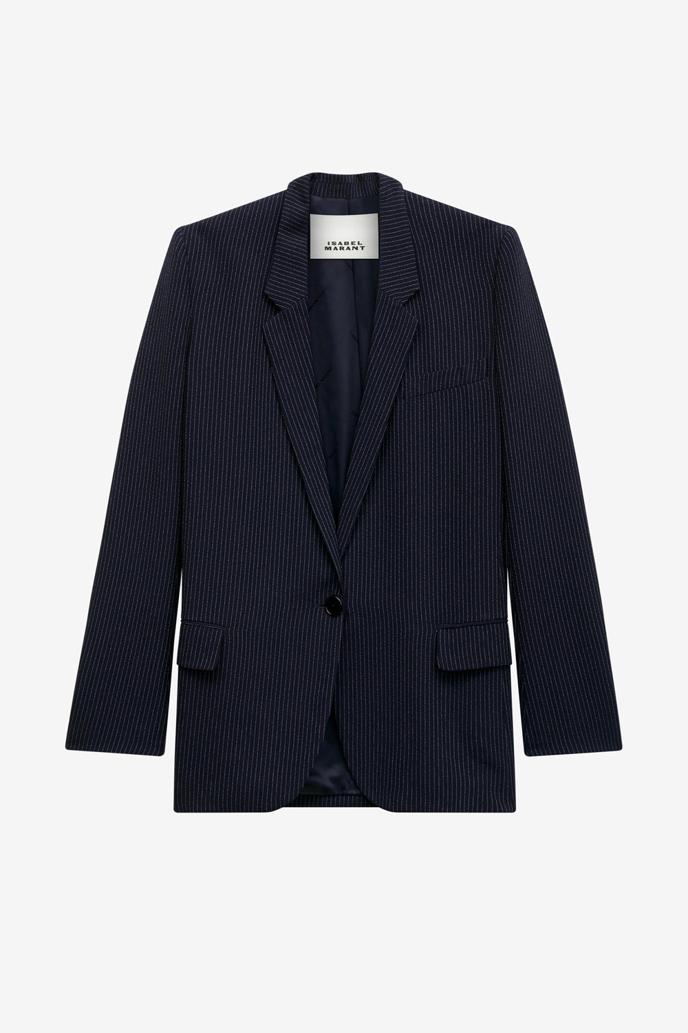 Omelia striped crêpe suit jacket - Midnight-ecru - Woman - 1