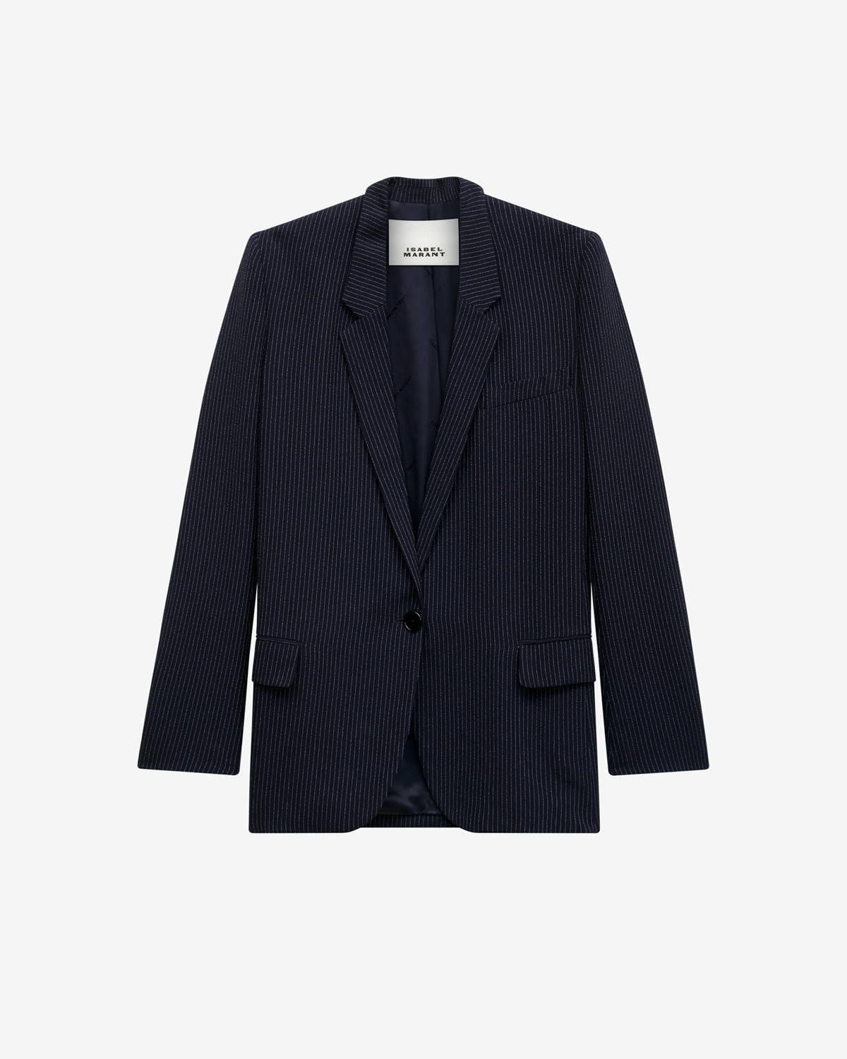 Omelia striped crêpe suit jacket - Midnight-ecru - Woman - 5