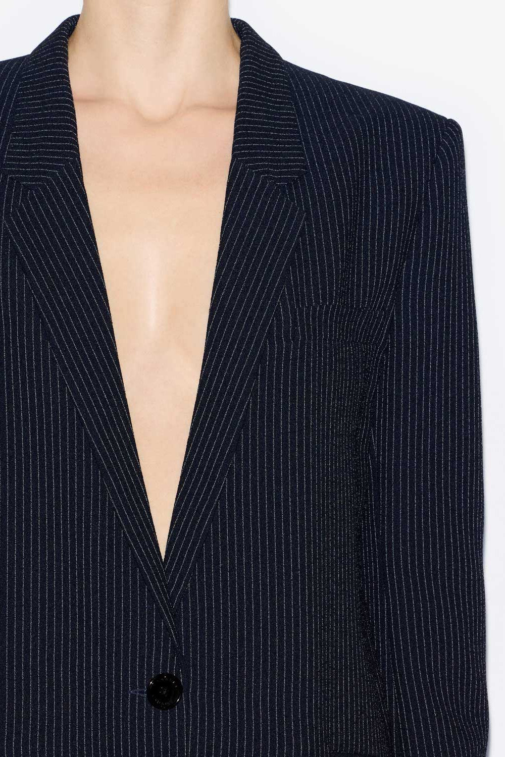 Omelia striped crêpe suit jacket - Midnight-ecru - Woman - 3