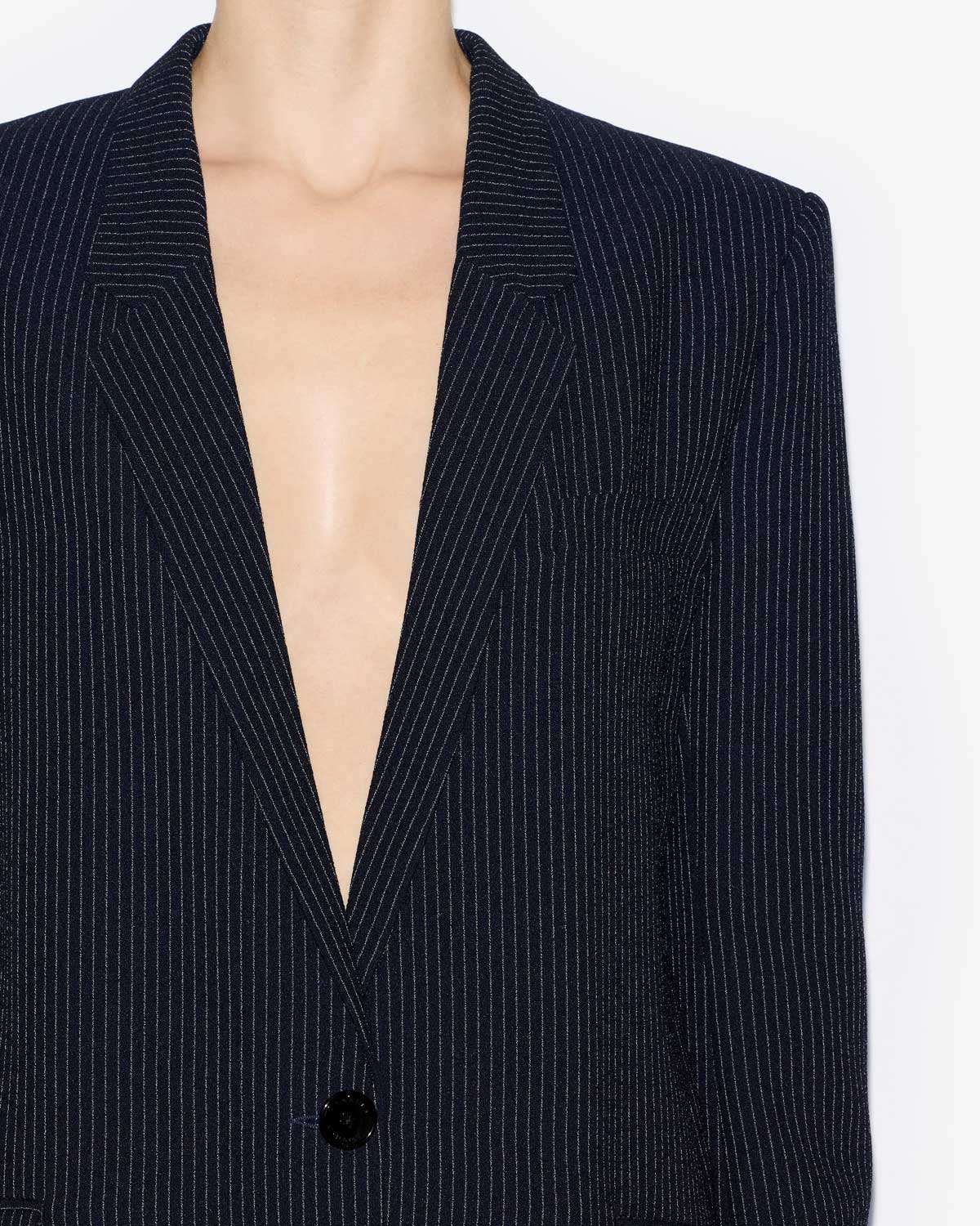 Omelia striped crêpe suit jacket - Midnight-ecru - Woman - 2