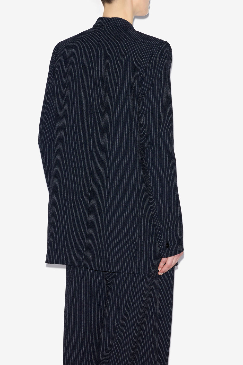 Omelia striped crêpe suit jacket - Midnight-ecru - Woman - 5
