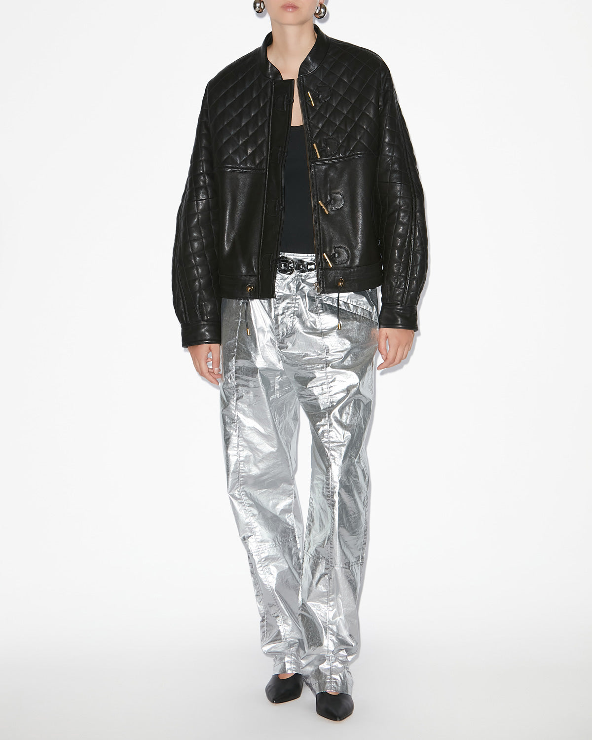 Celiany quilted lambskin leather jacket - Black - Woman - 1