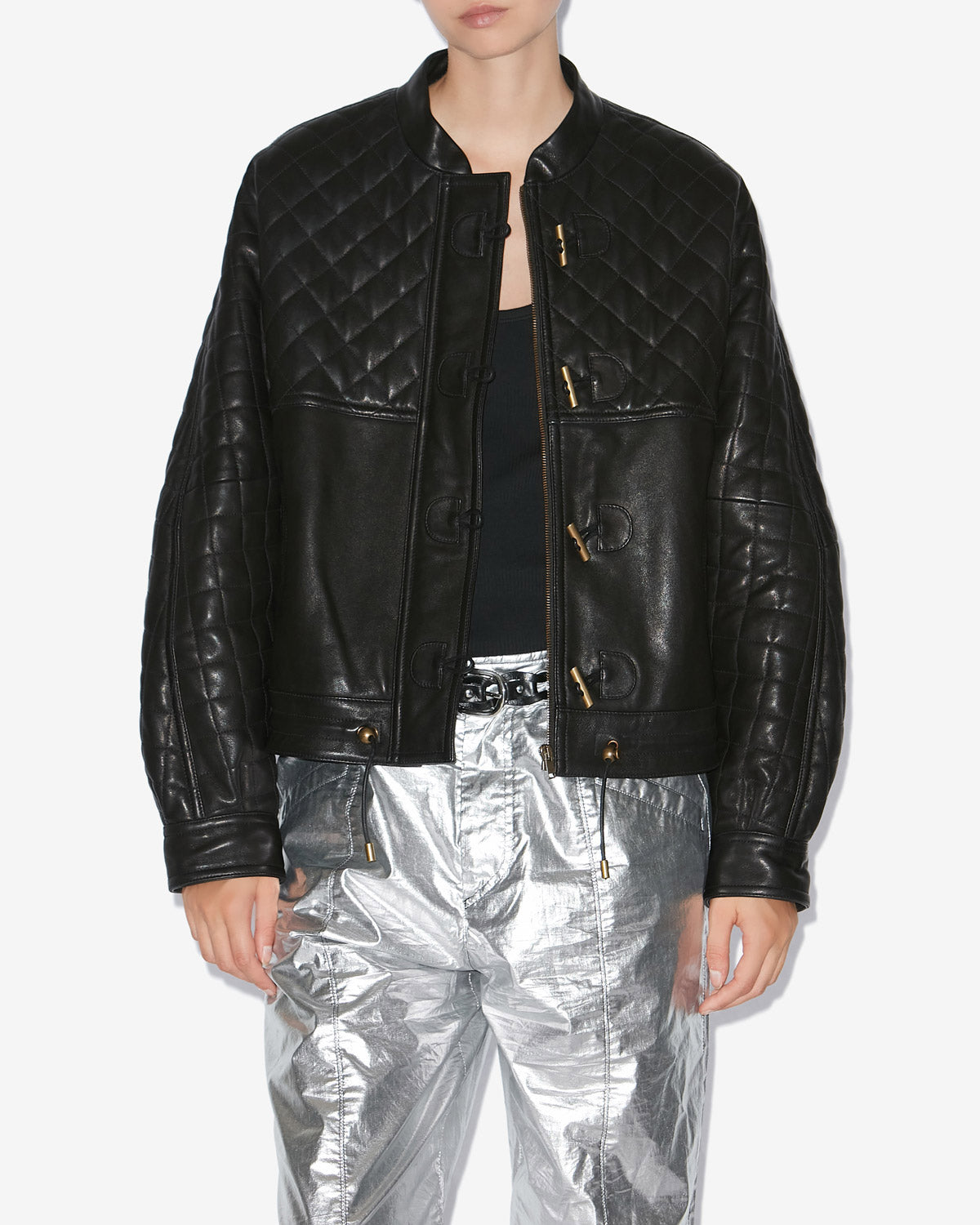 Celiany quilted lambskin leather jacket - Black - Woman - 3