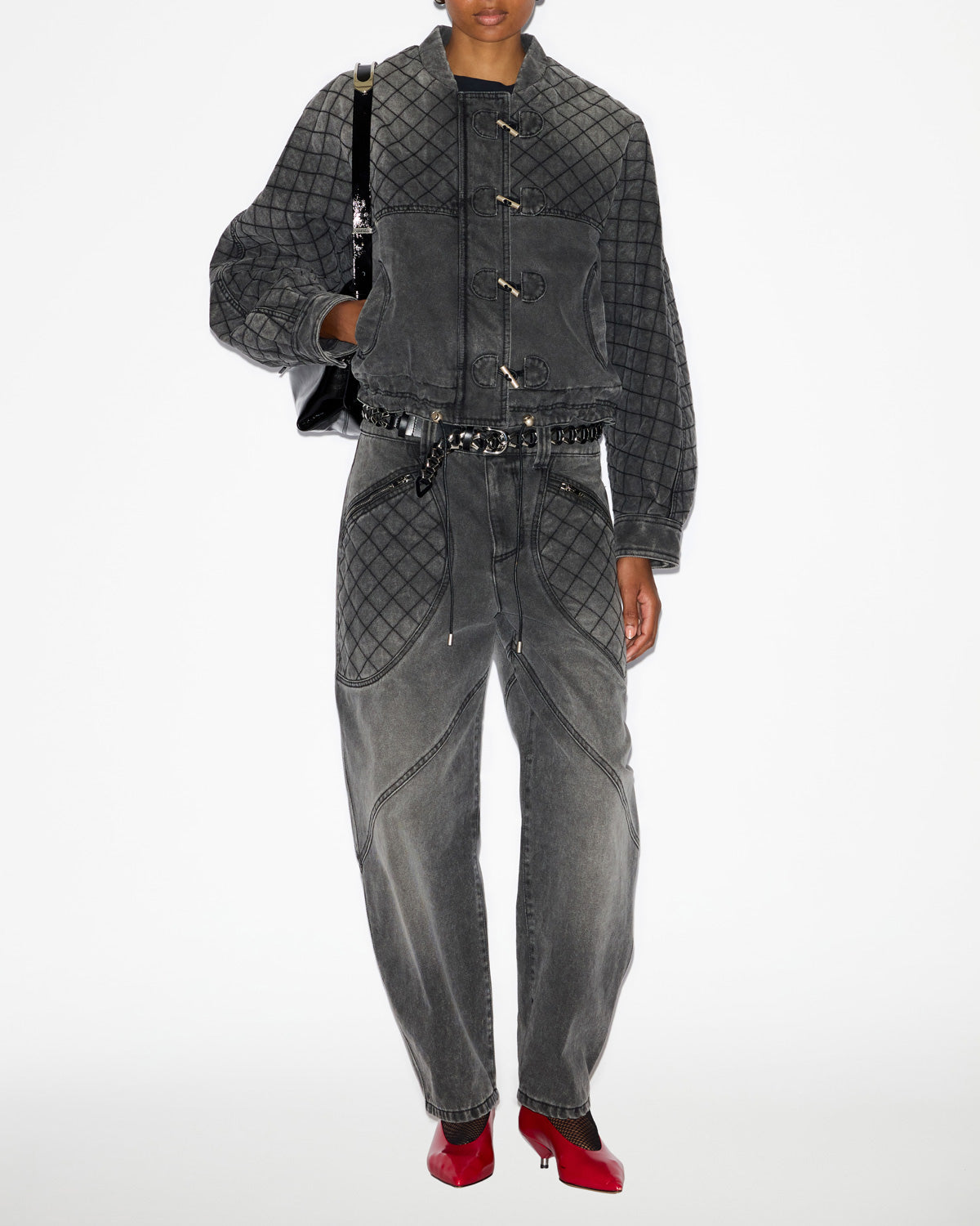 Celiany quilted denim jacket - Dark gray - Woman - 1