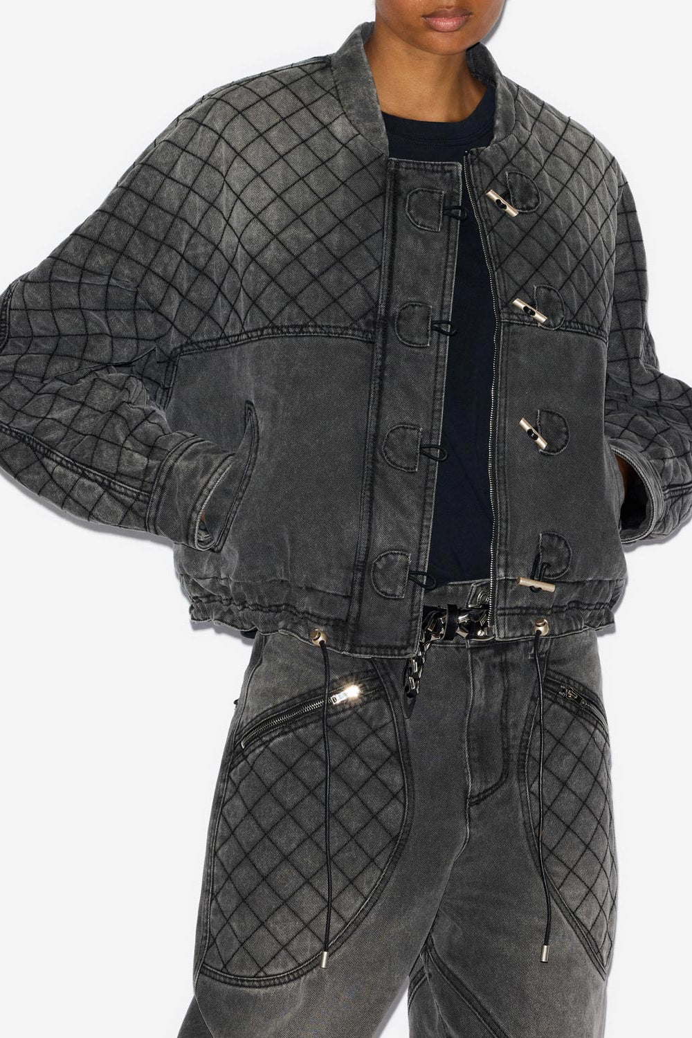 Veste en denim matelassé celiany - Gris foncé - Woman - 4