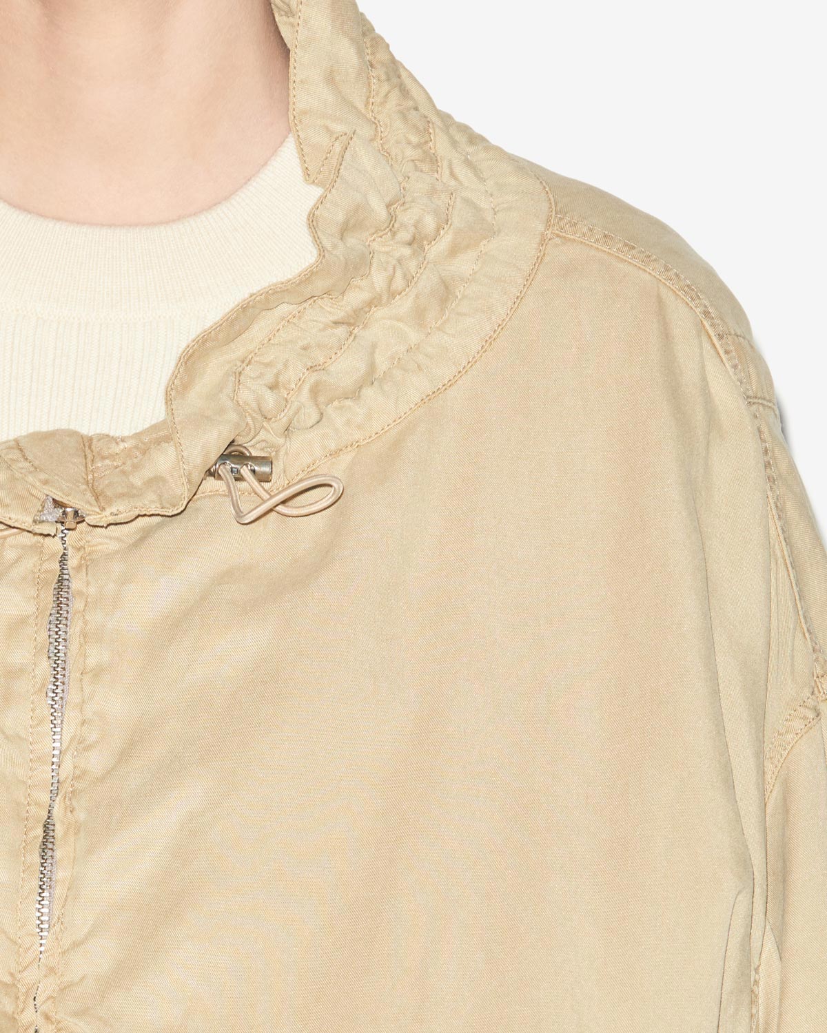 Giacca plume corta in chambray - Light khaki - Woman - 2