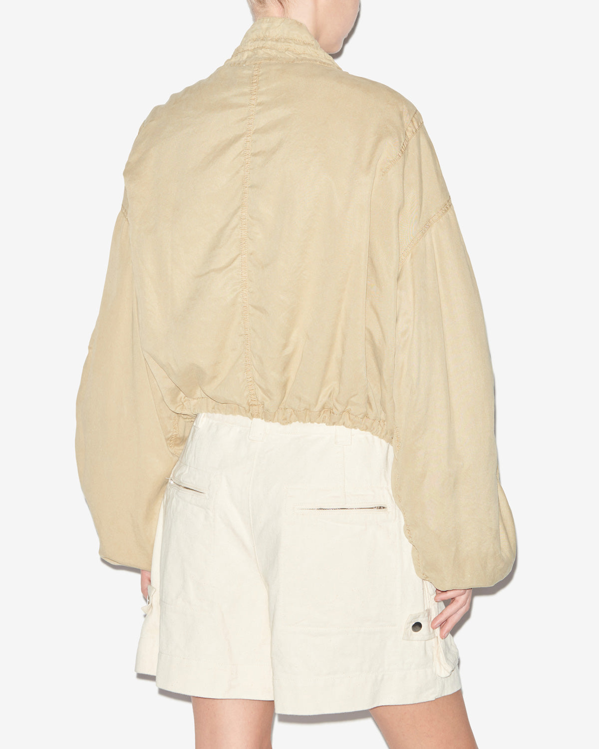 Giacca plume corta in chambray - Light khaki - Woman - 4