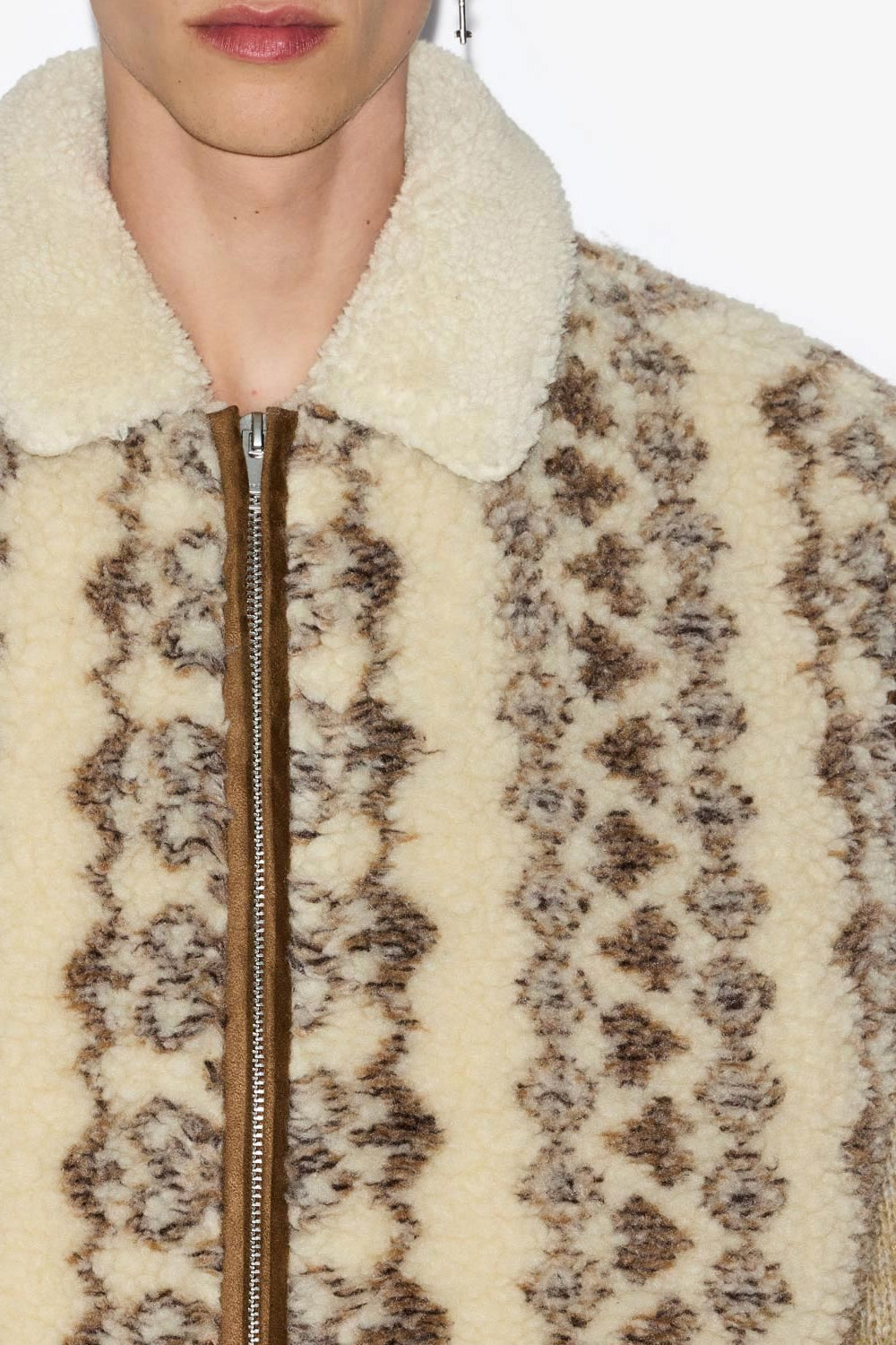 Chaqueta sin mangas con efecto borreguito estampada max - Ecru-brown - Man - 3