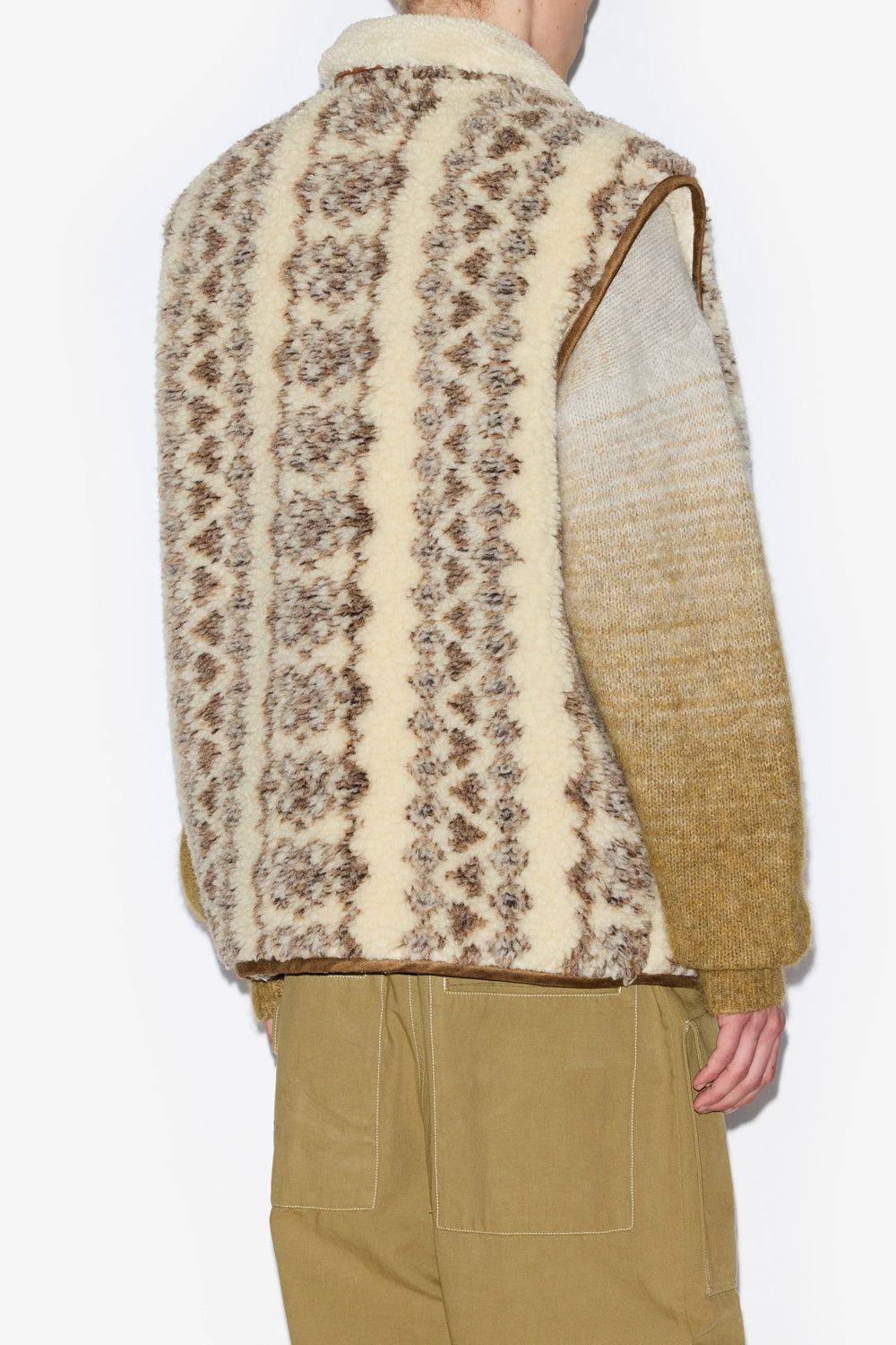 Chaqueta sin mangas con efecto borreguito estampada max - Ecru-brown - Man - 5