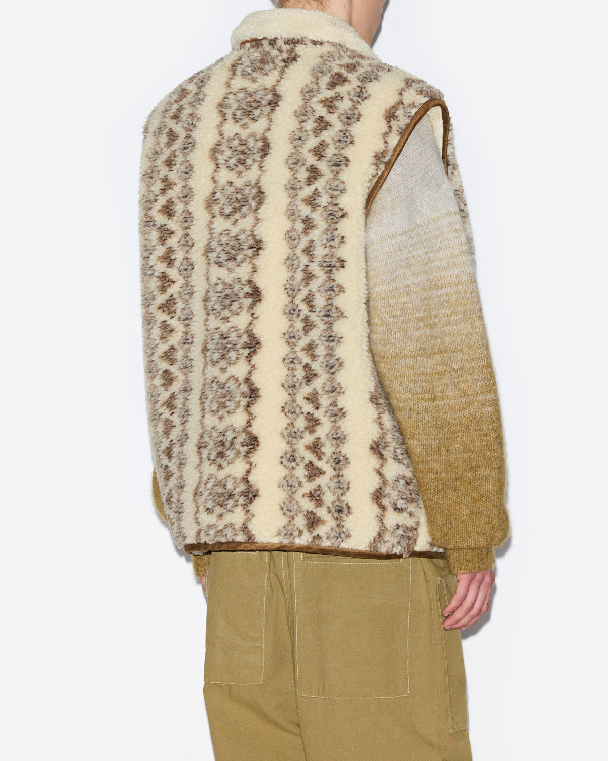 Chaqueta sin mangas con efecto borreguito estampada max - Ecru-brown - Man - 4