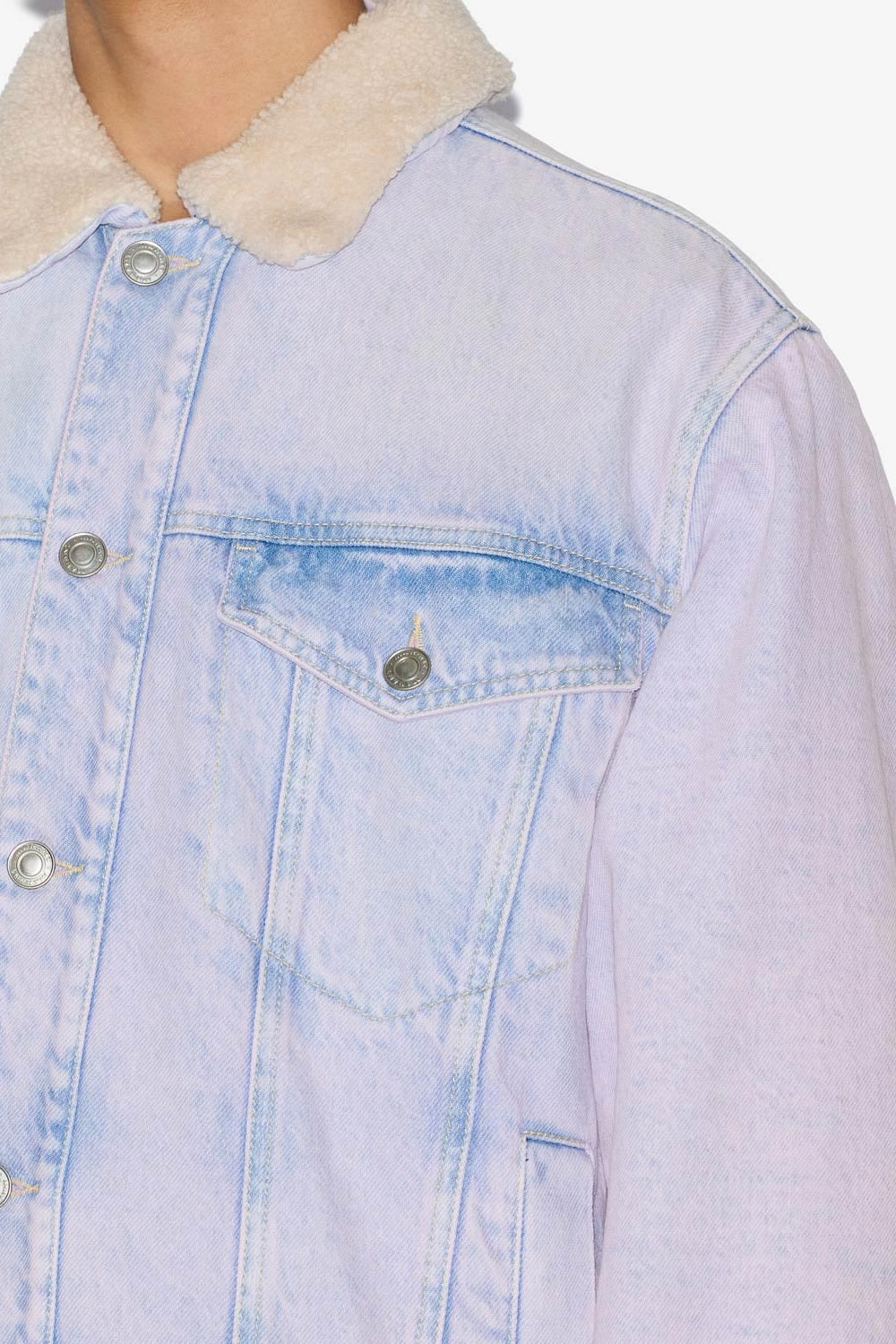 Veste en denim et col effet mouton japao - Lilas - Man - 3