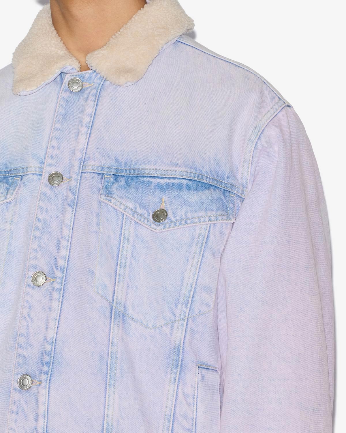 Veste en denim et col effet mouton japao - Lilas - Man - 2