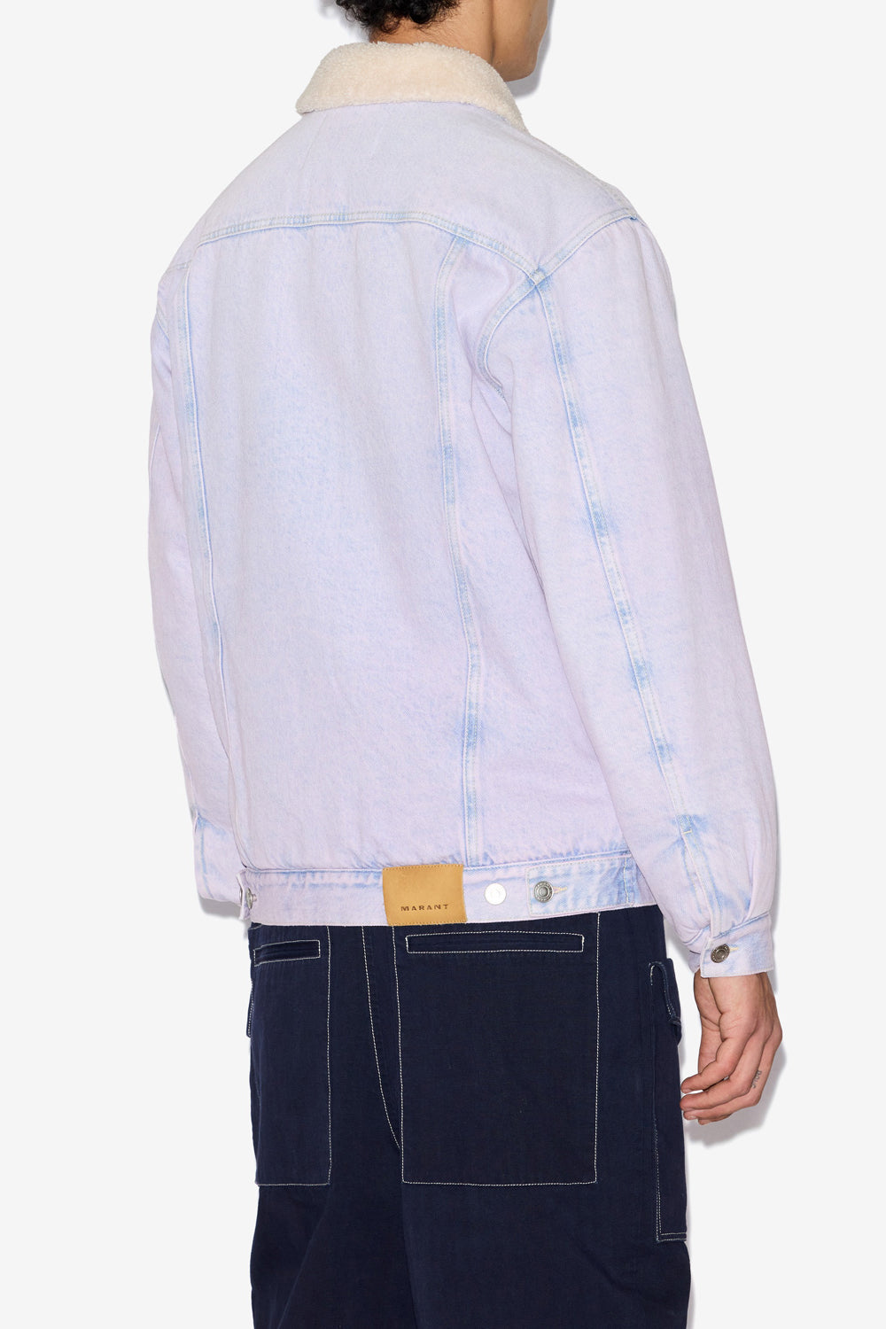 Veste en denim et col effet mouton japao - Lilas - Man - 5