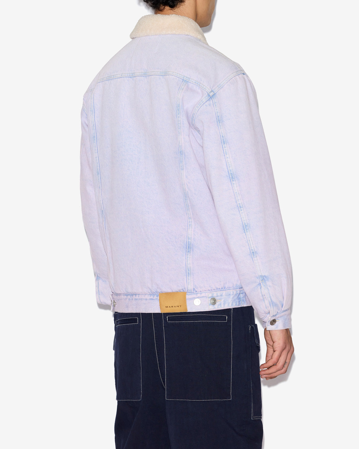 Veste en denim et col effet mouton japao - Lilas - Man - 4