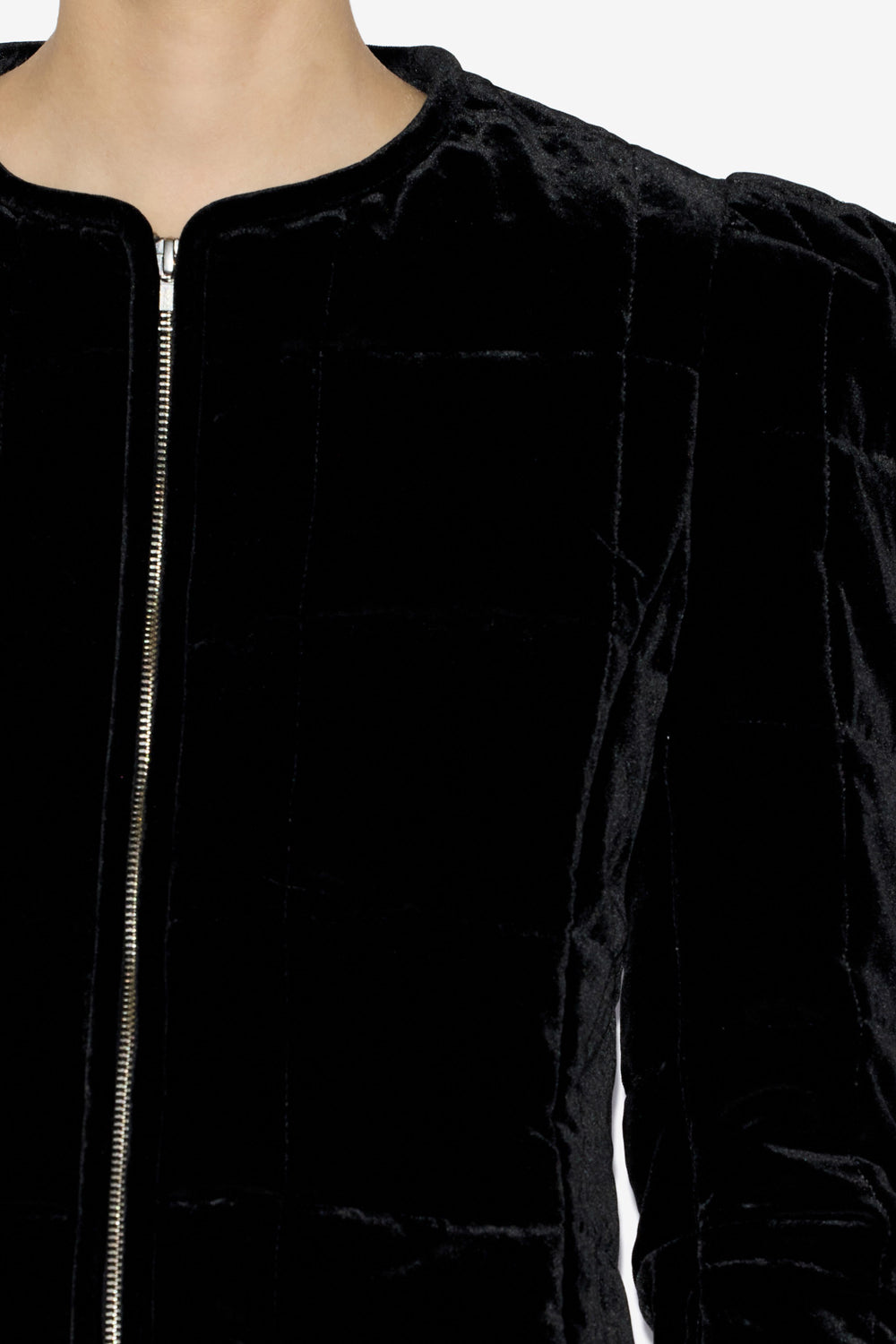 Djanet short jacket in quilted plain-colored velvet - Black - Woman - 3