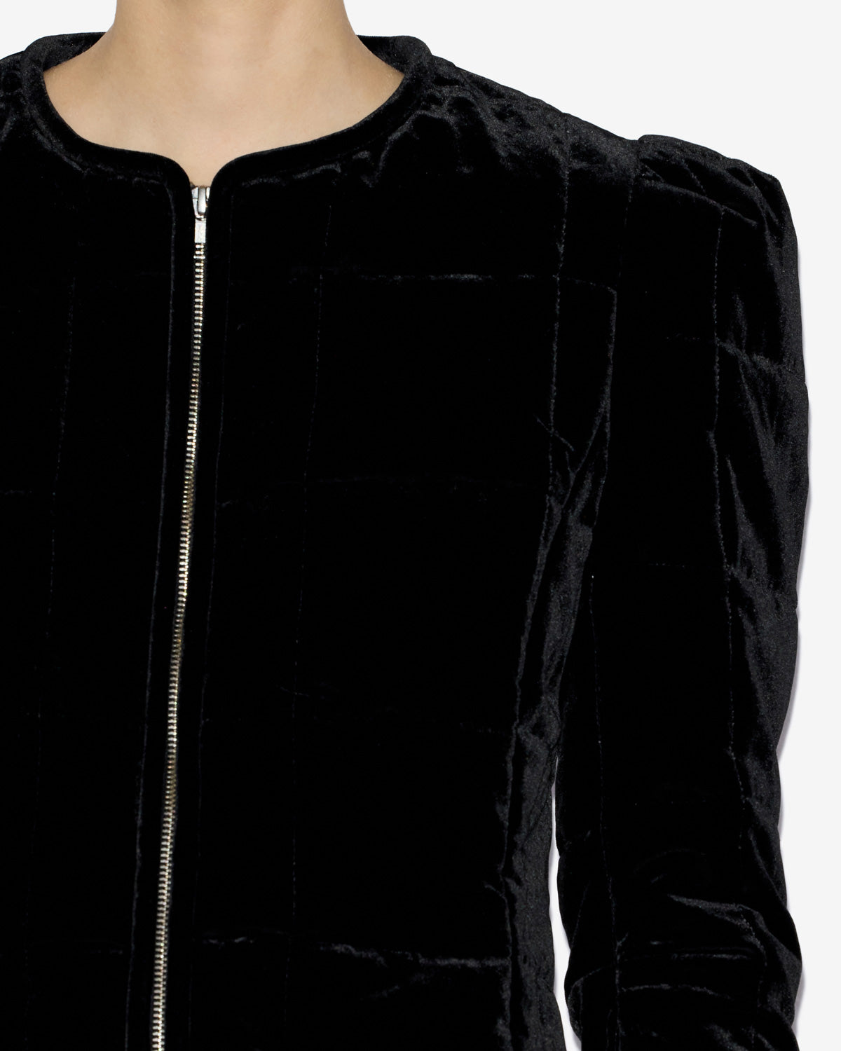 Chaqueta corta acolchada lisa de terciopelo djanet - Negro - Woman - 2