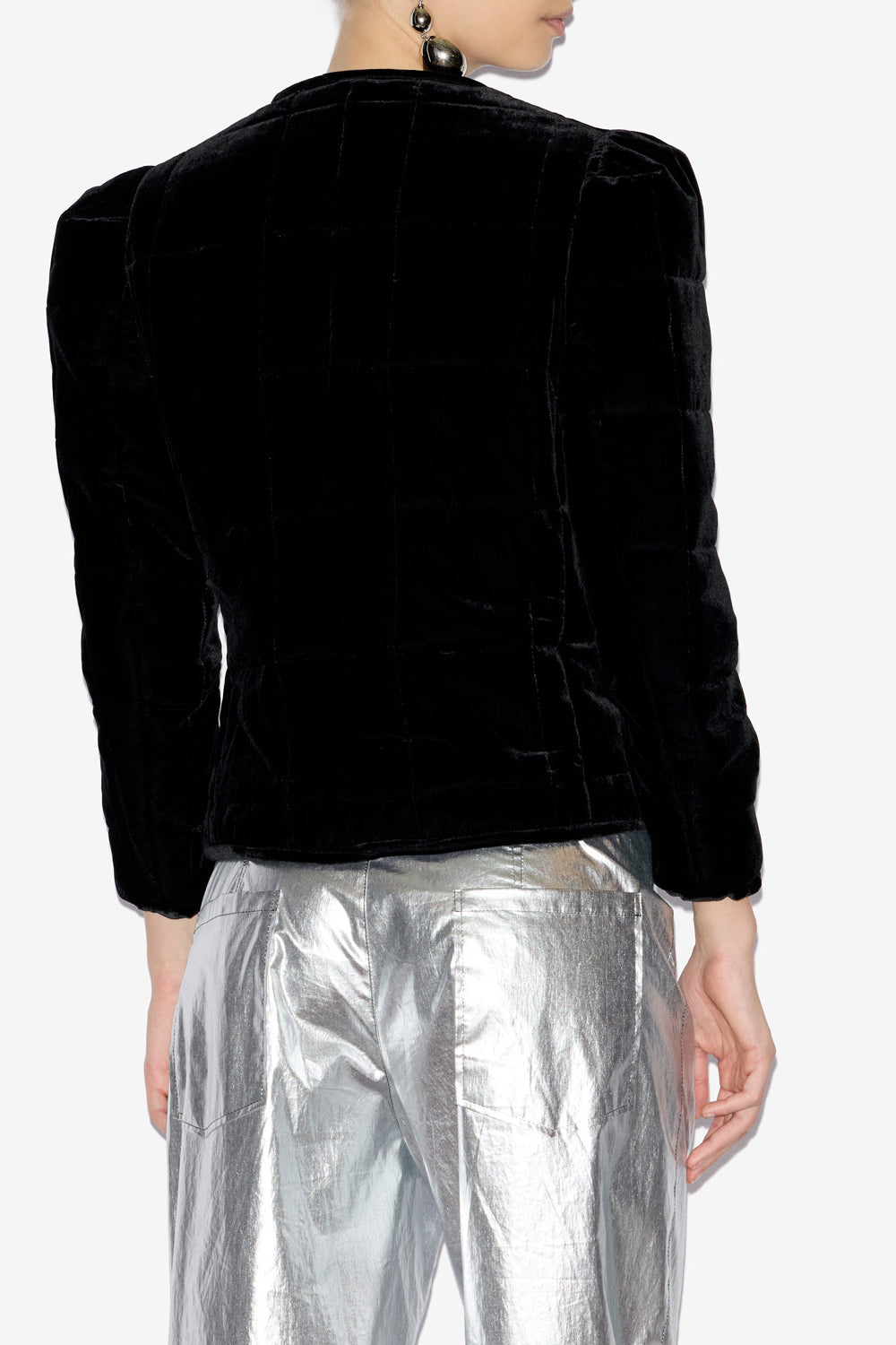 Djanet short jacket in quilted plain-colored velvet - Black - Woman - 5