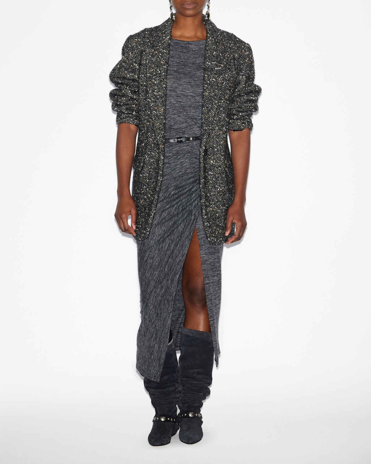 Hayden flecked wool blend suit jacket - Black - Woman - 1